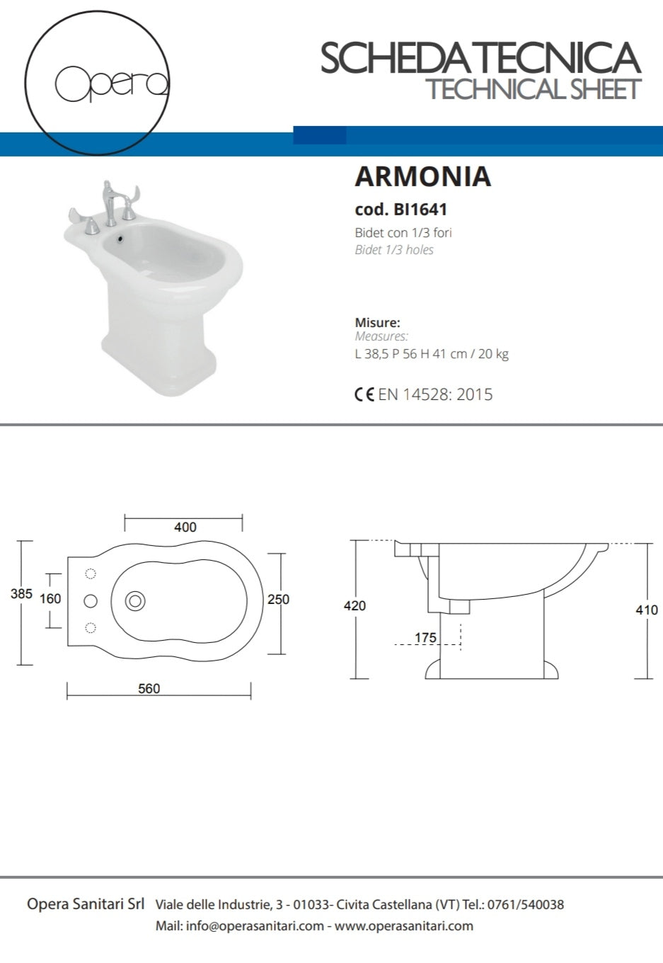 Armonia Bidet B.co Opera