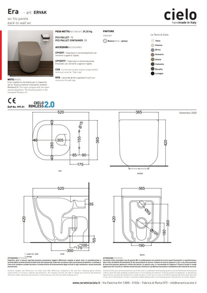 Era Vaso Rimless 2.0 B.co Cielo