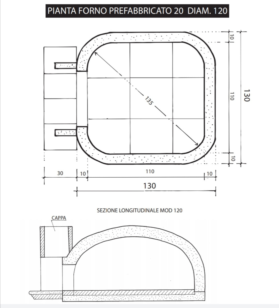 Four Pref.120 Bois/Gaz Cotto Cusimano