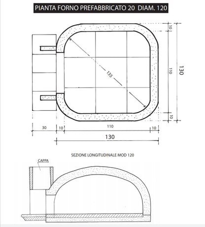 Forno Prefabbricato 120 Legna/Gas Cotto Cusimano