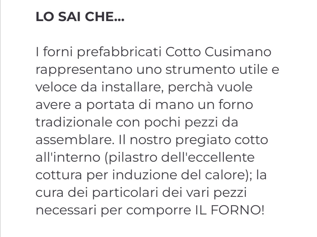 Forno Prefabbricato 120 Legna/Gas Cotto Cusimano