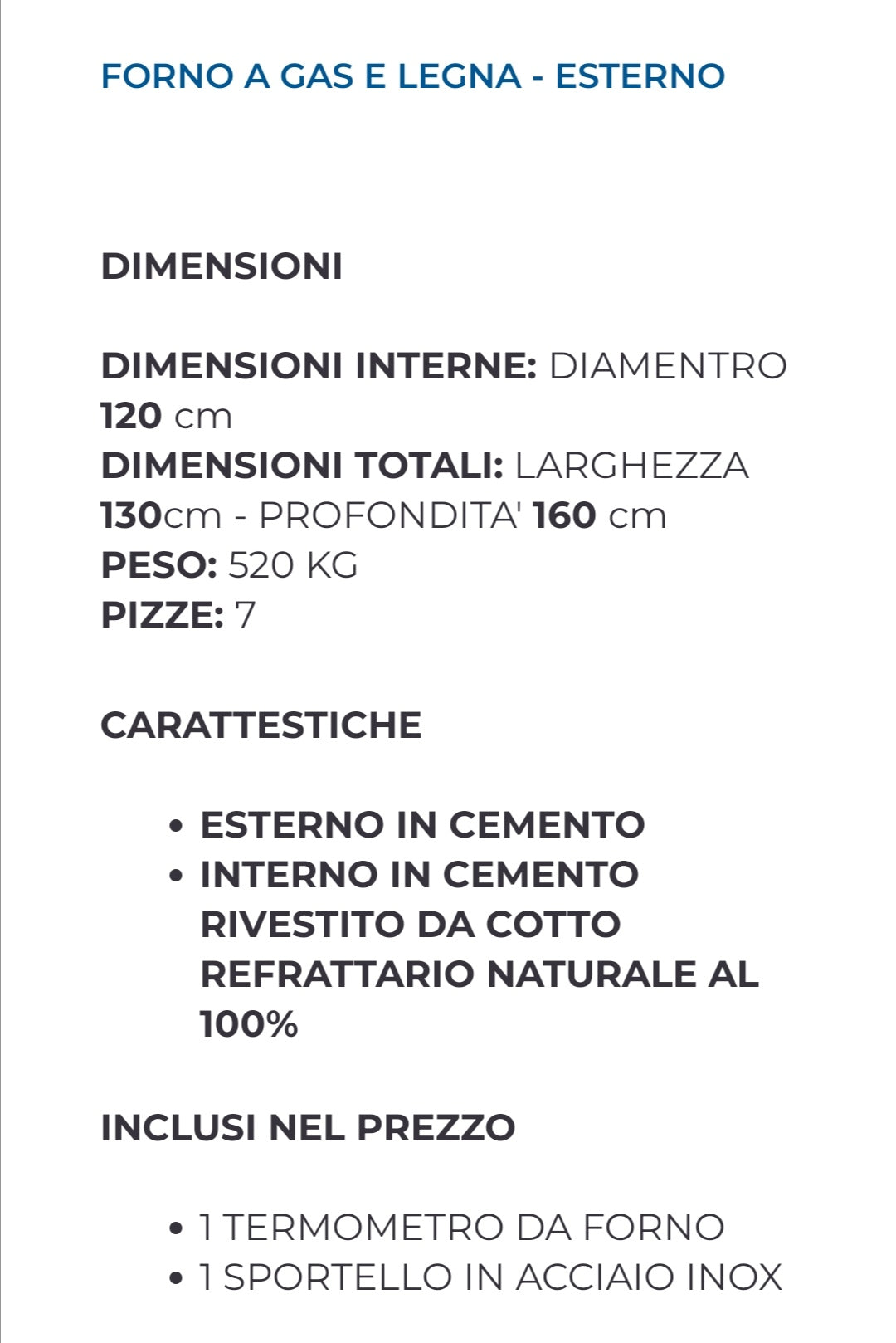 Four Pref.120 Bois/Gaz Cotto Cusimano