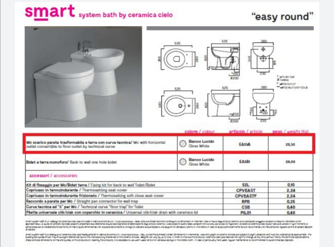 Bidet rond facile B.co Cielo