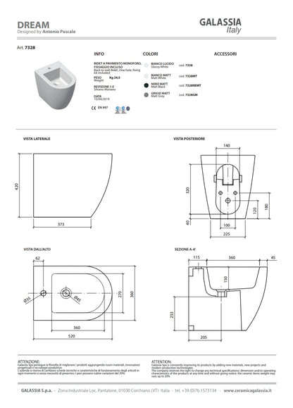 Bidet Dream 52x36 H42 B.co Galassia