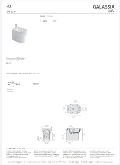 Bidet M2 Cm.50 B.co Galassia