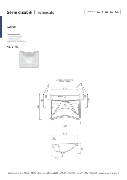 Washbasin for disabled people B.co Cielo