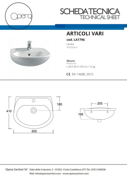 Washbasin cm.50x40 Opera