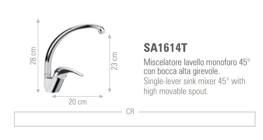 Serena Misc.Sink 45° U Cromo Daniel