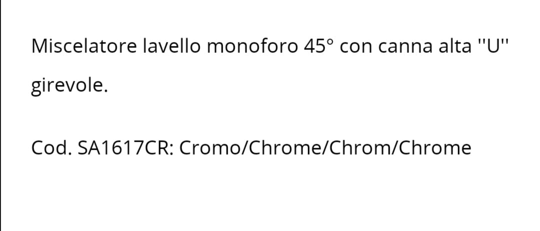 Serena A Misc.Lavello 45°Cromo Daniel