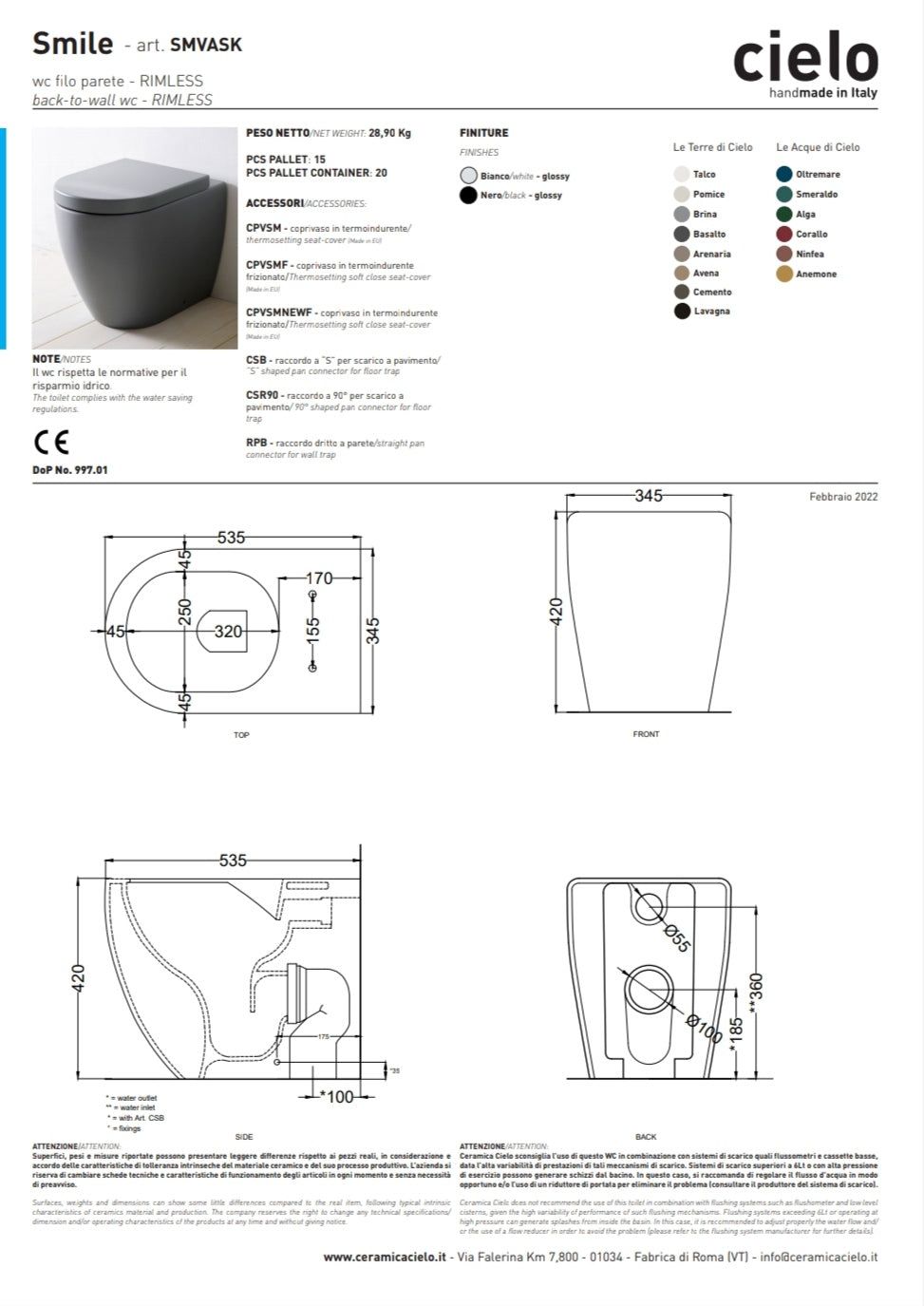 Vase sans monture Smile B/CO Cielo