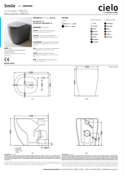 Smile Vaso Rimless B/CO Cielo