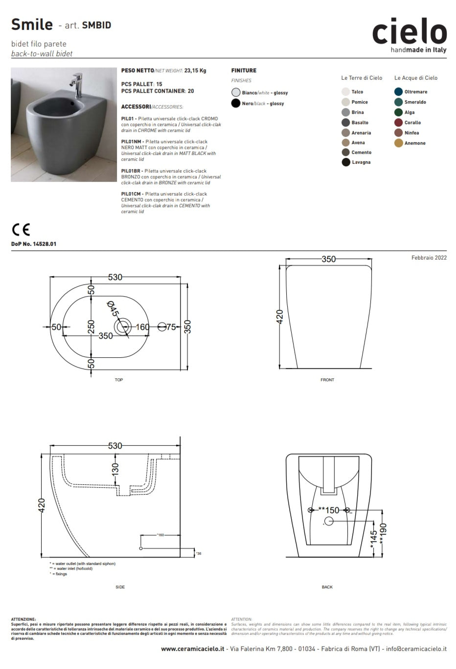 Smile Bidet Monof.B/CO Cielo