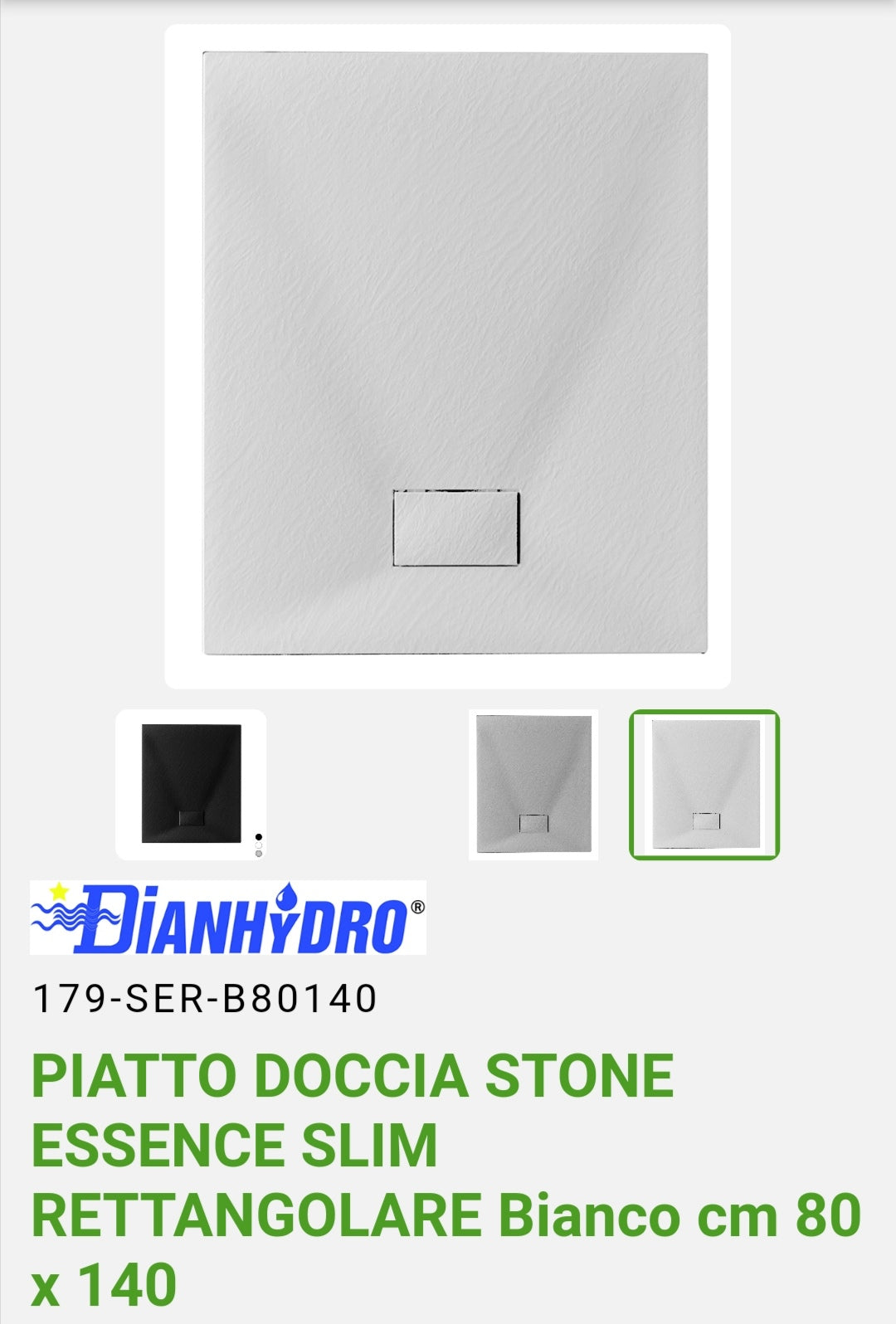 Piatto Doccia Stone Essence 80x140 Bianco