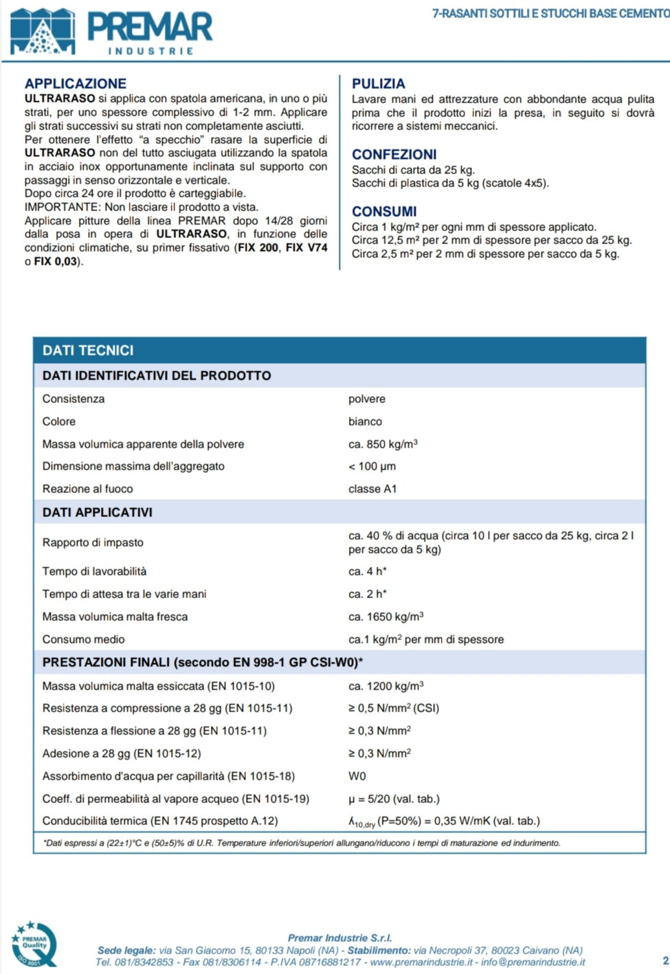 Ultra-mince kg.25 Premar