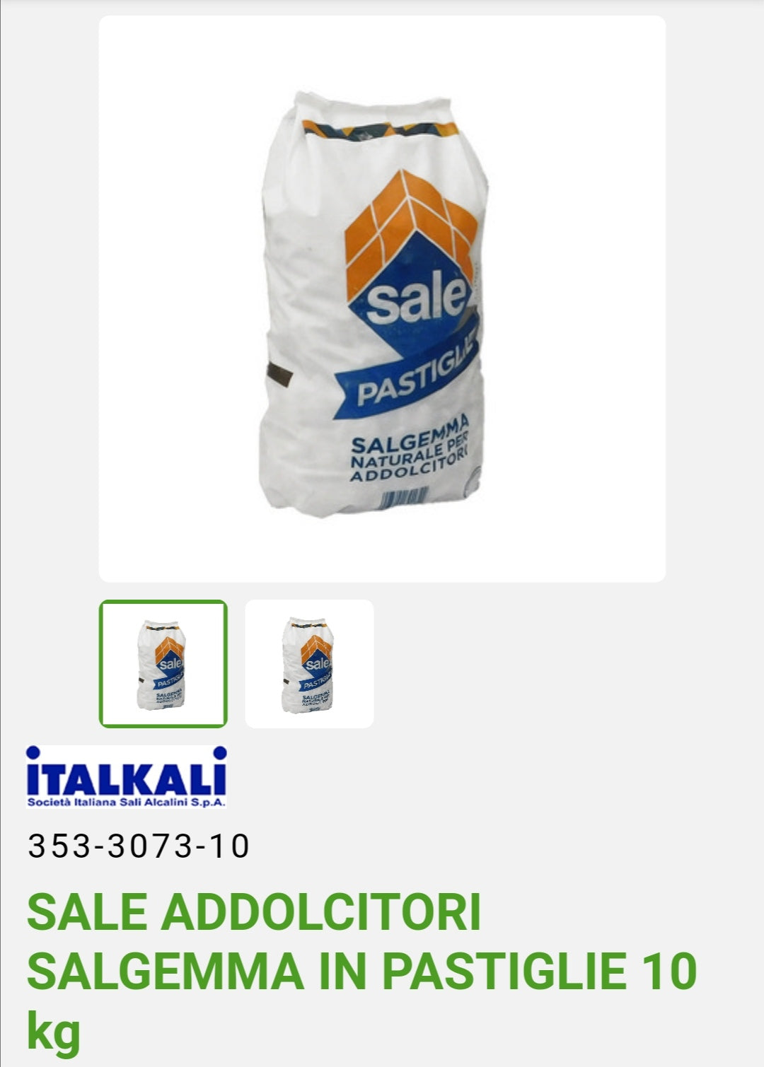 Sale Addolcitori 10 kg