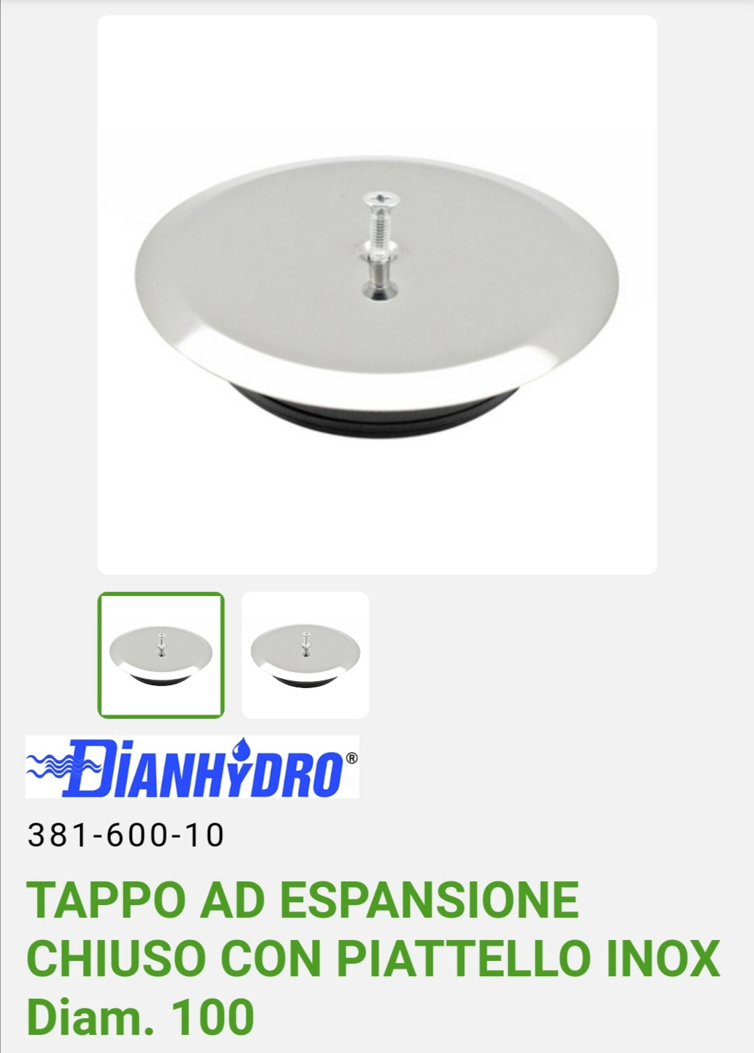 Tappo espansione a vite inox 22 mm. in Vendita Online Tappo espansione a vite inox 22 mm. in Vendita Online