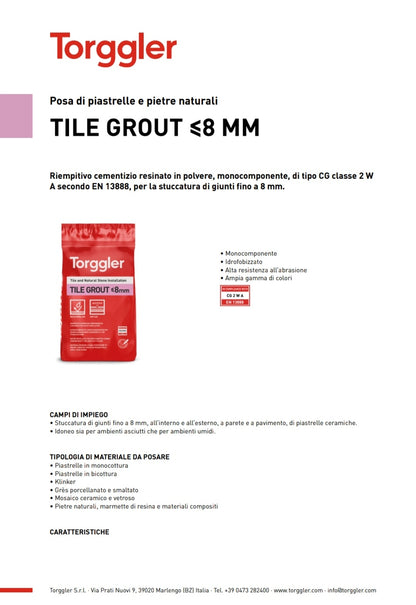 Tile Grout 8 mm White 5 kg Torggler