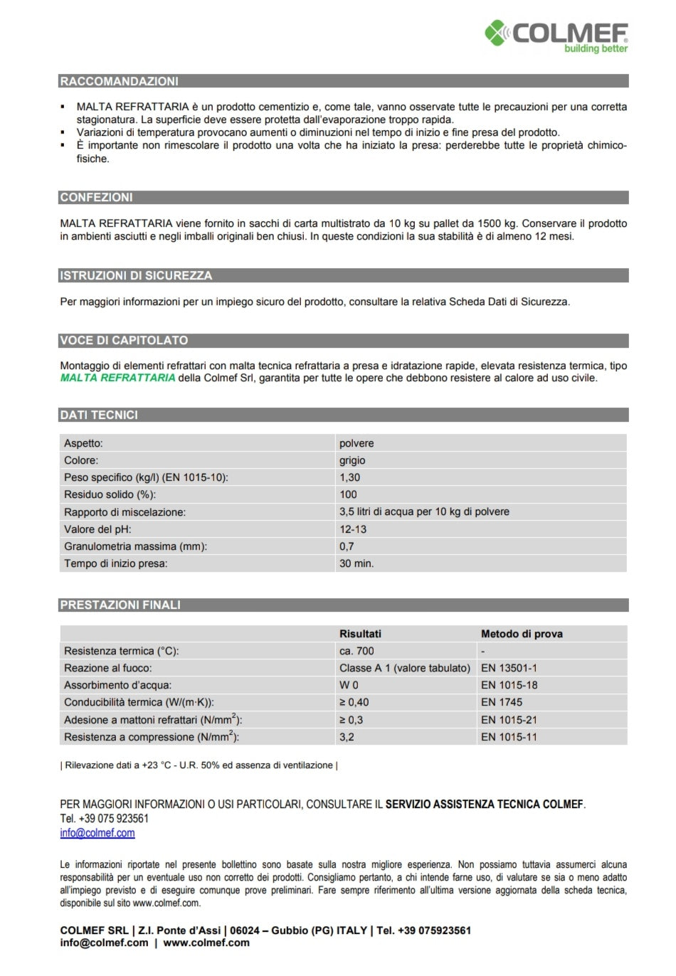 Refractory mortar 10 kg Premar