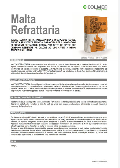 Refractory mortar 10 kg Premar