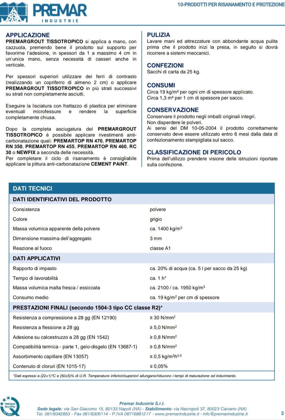 Premargrout Thixotropic 25 kg Premar