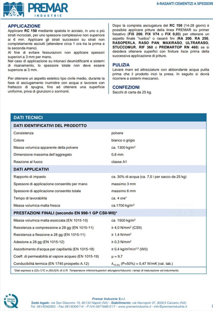 Rc 150 Gris 25 Kg Premar