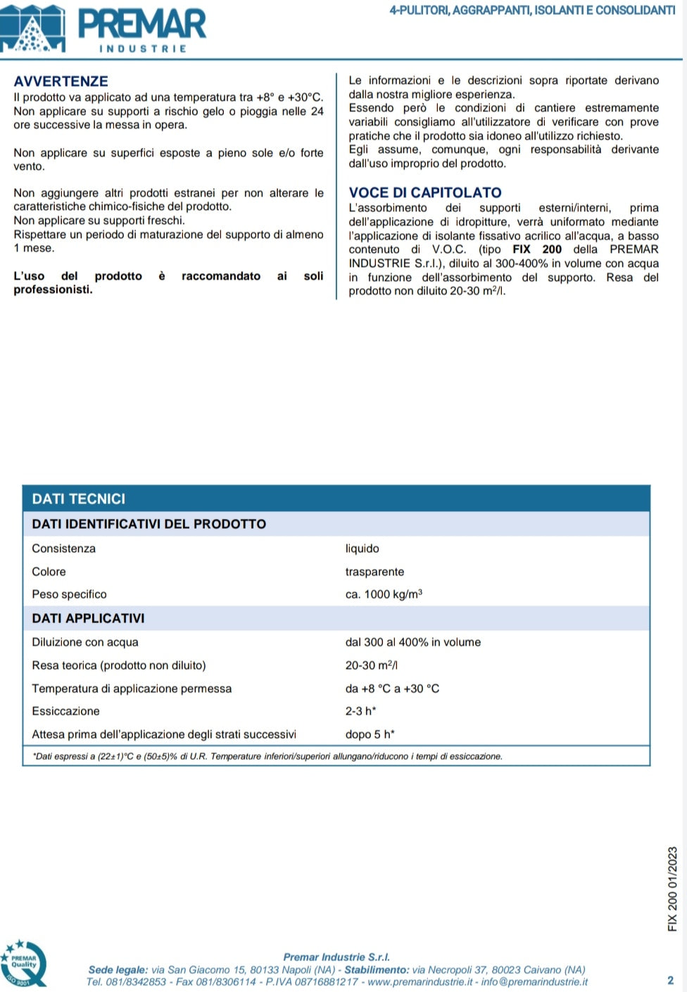 Fix 200 Isolante da Lt 1 Premar