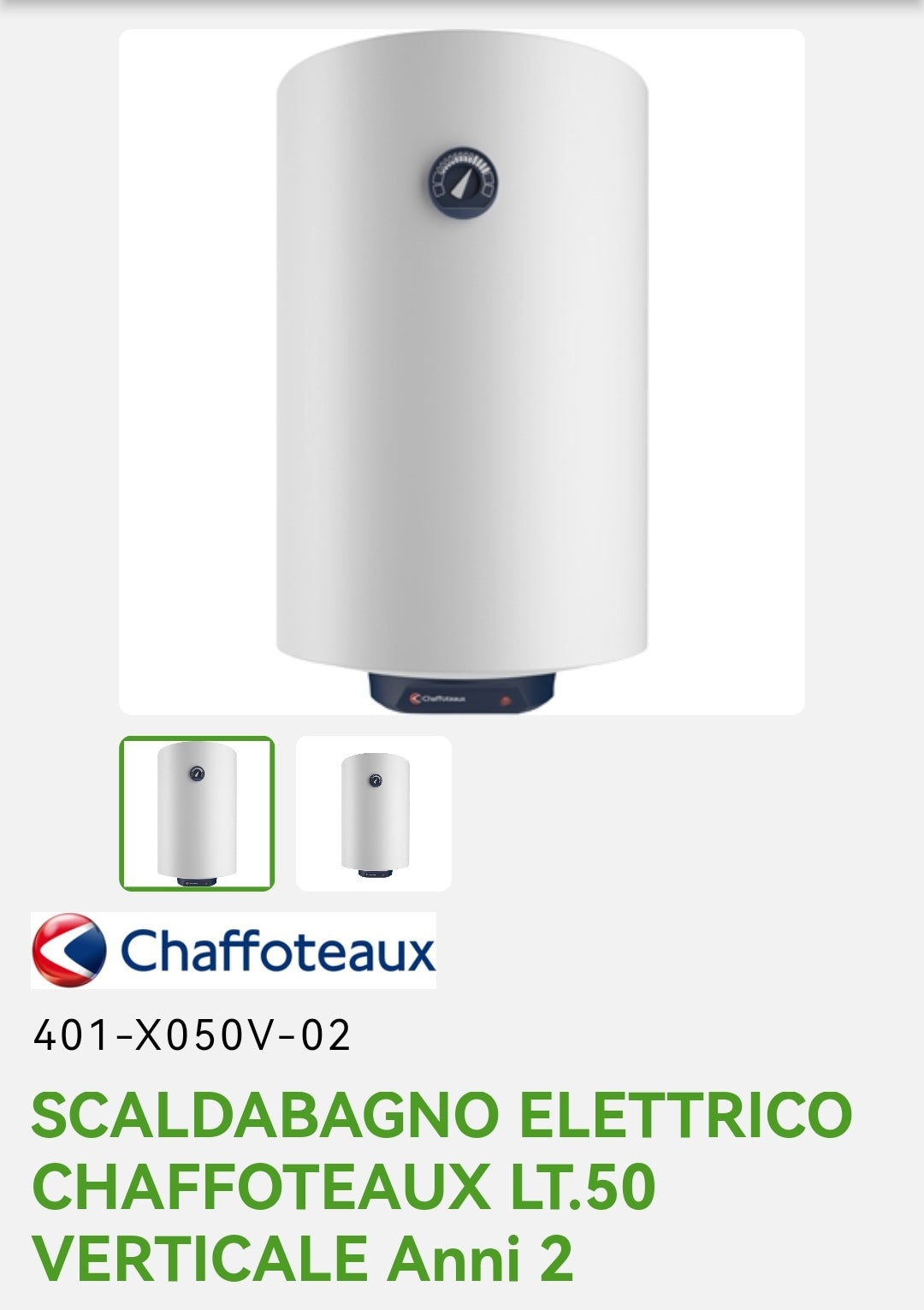 Scaldabagno elettrico Lt.50 Chaffoteaux