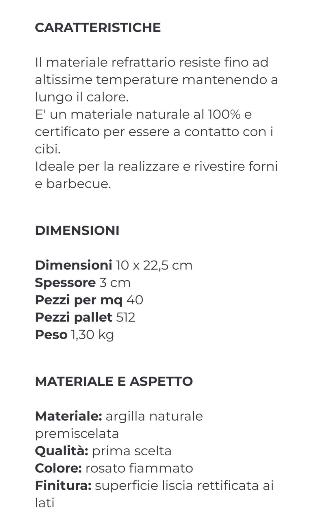 Mattone Refrattario 3x10x22,5 Cotto Cusimano