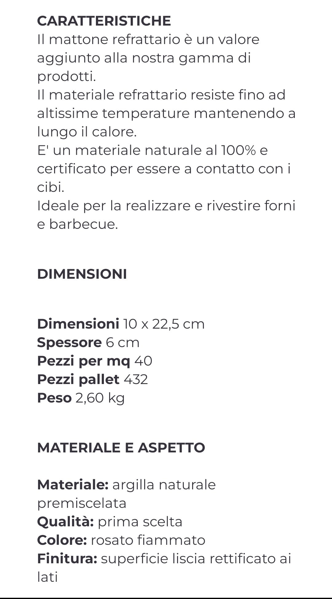 Mattone Refrattario 6x10x22,5 Cotto Cusimano