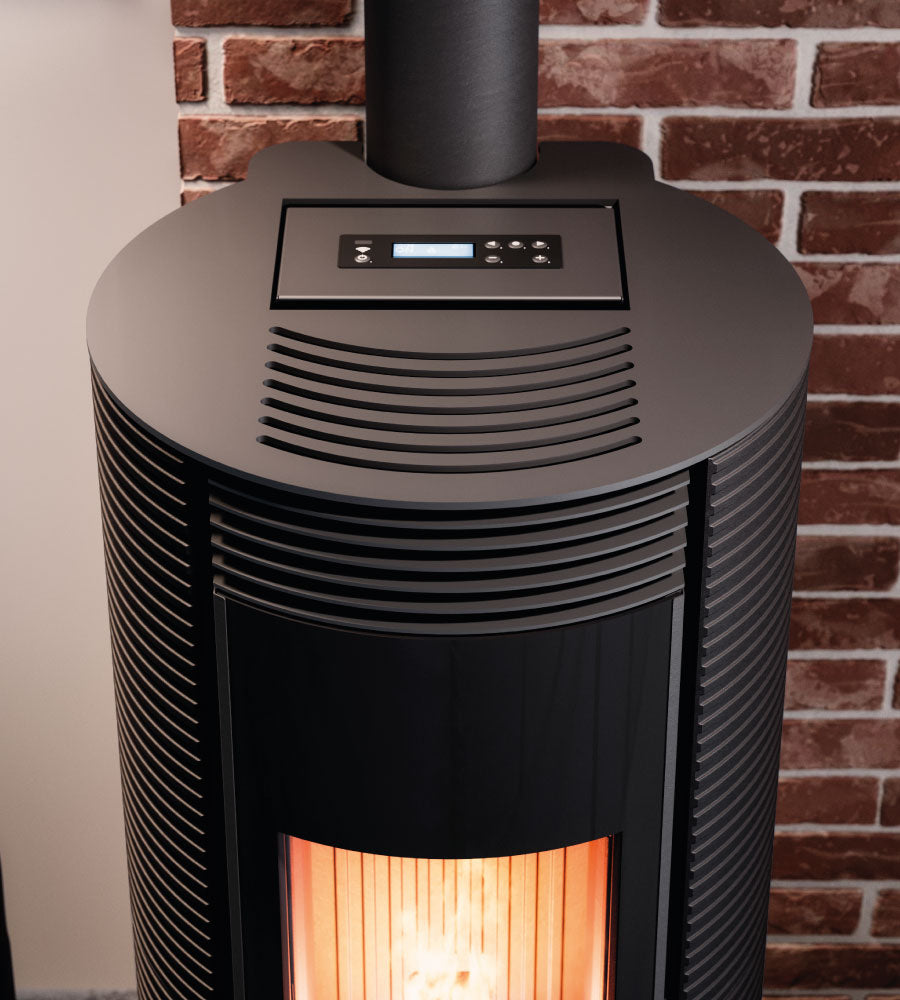 Spin Plus 9 Airtech Up-Twin Ghisa Nero Stufa a Pellet 8,5 Kw Canalizzata Ad Aria CADEL
