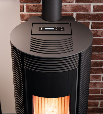 Spin Plus 9 Airtech Up-Twin Ghisa Nero Stufa a Pellet 8,5 Kw Canalizzata Ad Aria CADEL