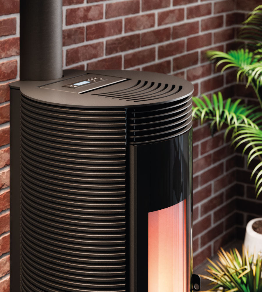 Spin Plus 9 Airtech Up-Twin Ghisa Nero Stufa a Pellet 8,5 Kw Canalizzata Ad Aria CADEL