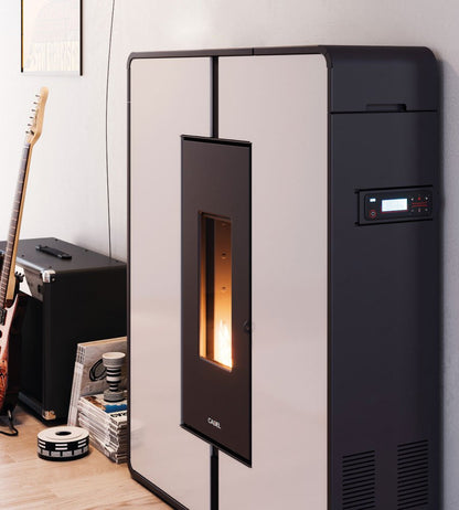 Tile Plus 10 Metallo Bianco Stufa a Pellet 10 Kw Canalizzata Ad Aria CADEL