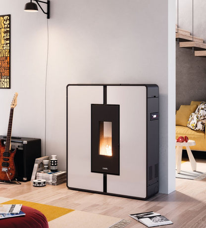 Tile Plus 10 Metallo Bianco Stufa a Pellet 10 Kw Canalizzata Ad Aria CADEL