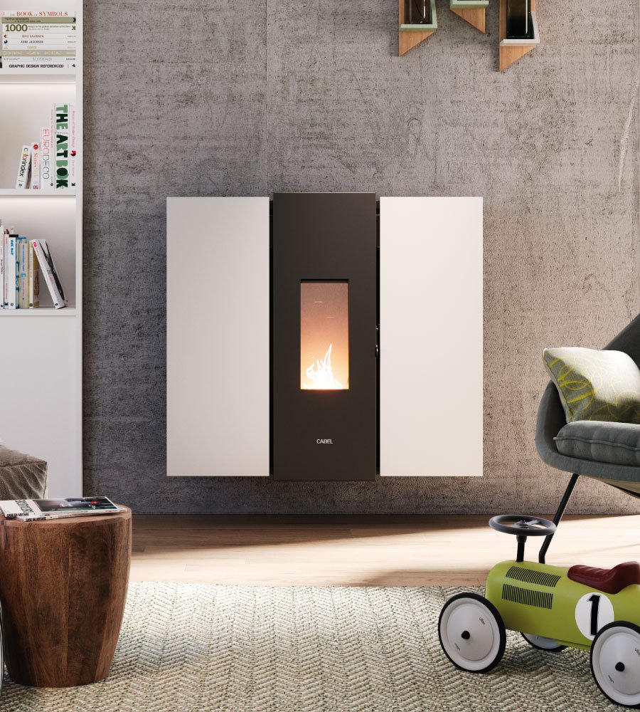 Wall Plus 10 Metallo Bianco Stufa a Pellet 10 Kw Canalizzata Ad Aria CADEL