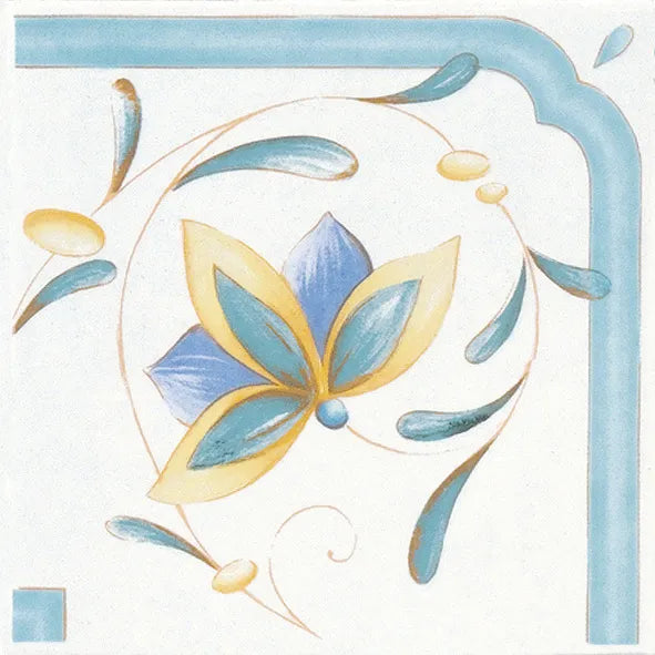 Antiche Riggiole Napoletane Angolo Fascia Posillipo 17x17 Savoia Italia