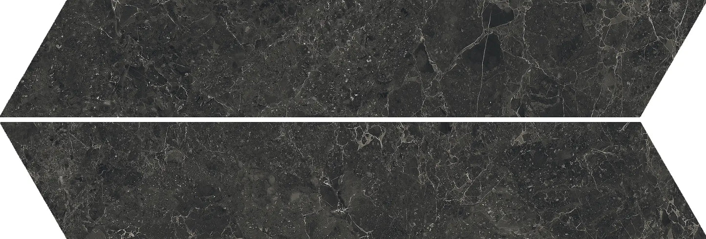 LIMESTONE CHEVRON BELGIUM BLACK LEVIGATO RETTIFICATO 10X53 - CERAMICHE PIEMME