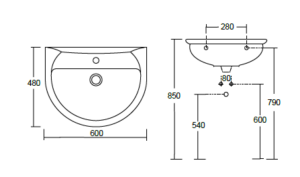 SERENA LAVABO 60X48 MONOFORO OPERA