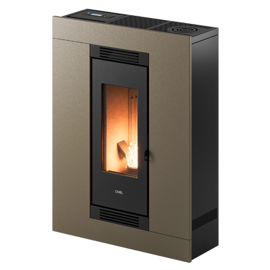 Luce Plus 9 Flexit Metallo Light Bronze Stufa a Pellet 8,5 Kw Canalizzata Ad Aria CADEL