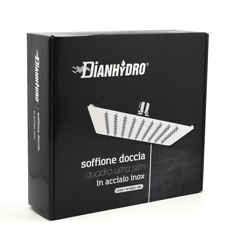 Soffione Doccia Quadro Slim Acciaio Inox d.250