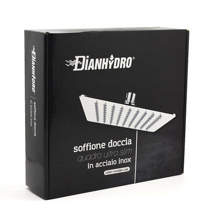 Soffione Doccia Quadro Slim Acciaio Inox d.250