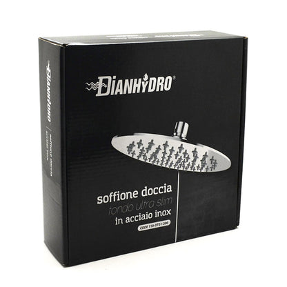 Soffione Doccia Tondo Ultra Slim Ø 200 mm in Acciaio Inox 304 Cromato