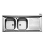 Lavello da Appoggio Apell 120×50 cm in Acciaio Inox – 2 Vasche e Gocciolatoio Sinistro