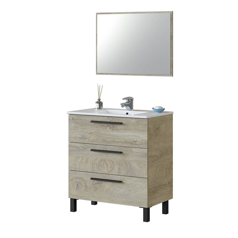 ATHENA MOBILE BAGNO 3 CASSETTI ROVERE ALASKA L.80 CM