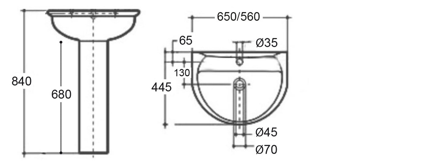 LAVABO SERIE KAILA L.56 LINPHA