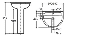 LAVABO SERIE KAILA L.56 LINPHA