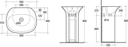 Sensation Lavabo autoportante s/foro per rubinetto Rak