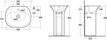 Sensation Lavabo autoportante C/foro per rubinetto Rak