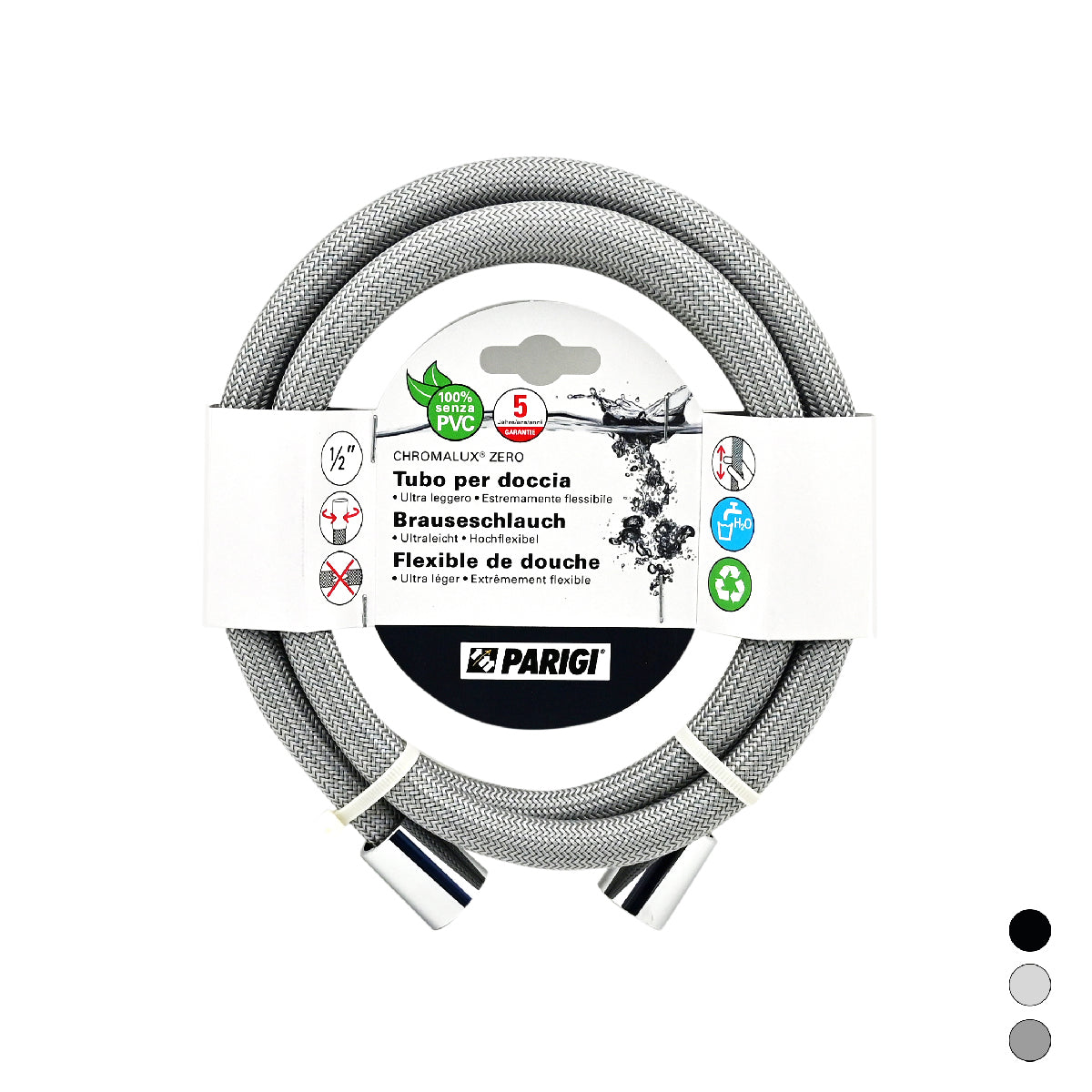 Flessibile doccia Chromalux zero Nero 150 cm