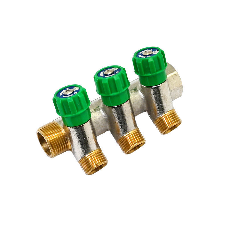 COLLETTORE LINEARE CON RUBINETTI D'ARRESTO 3 DERIVAZIONI IMPEX 3/4x1/2